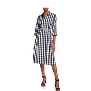 Lafayette 148 New York Eleni Belmont Check Shirting Dress w/Belt XL